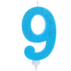Vela 9 Azul Glitter Grande